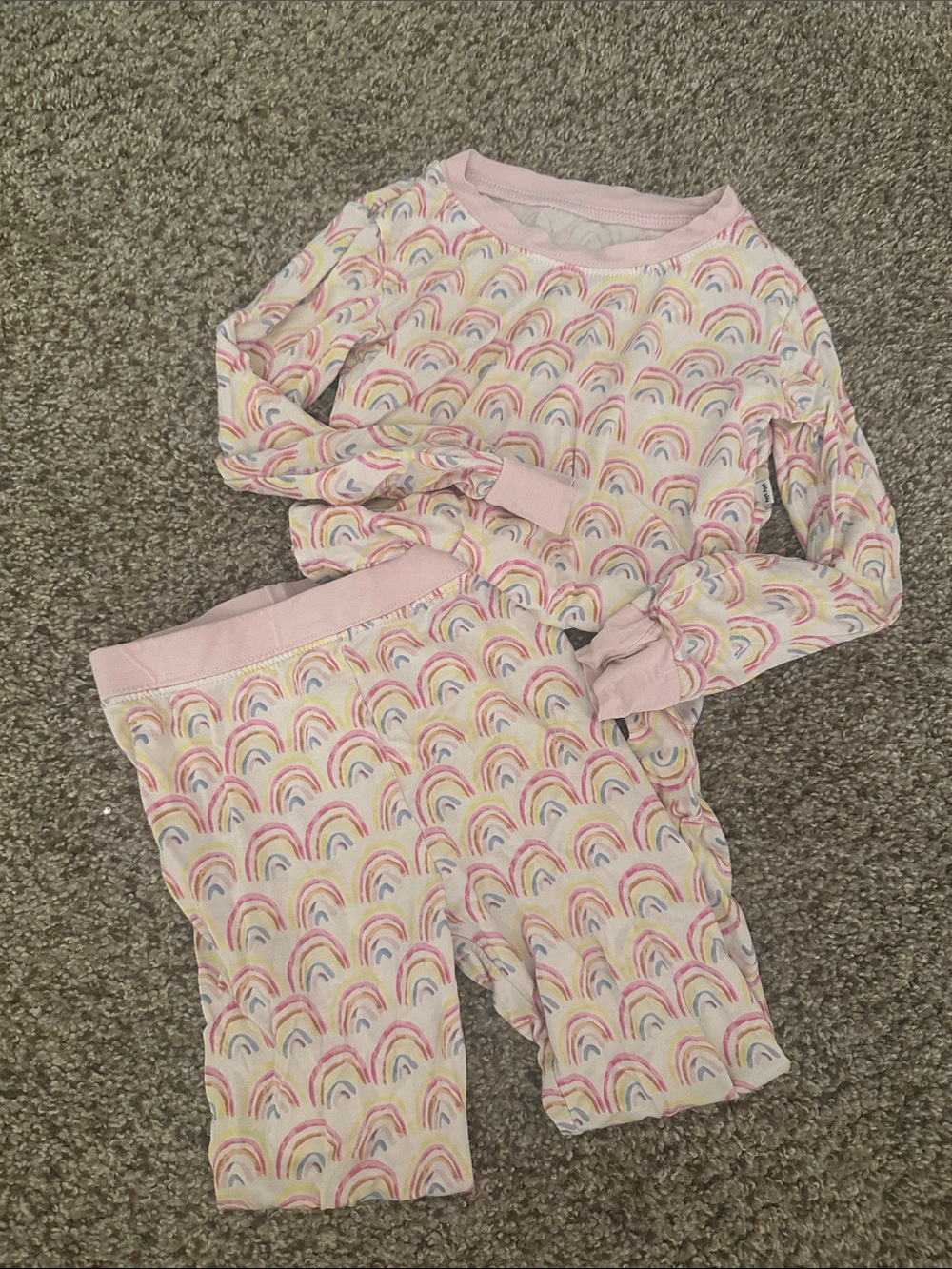 Little Sleepies Pastel Rainbow Long Sleeve Pajama Set - Pink Base